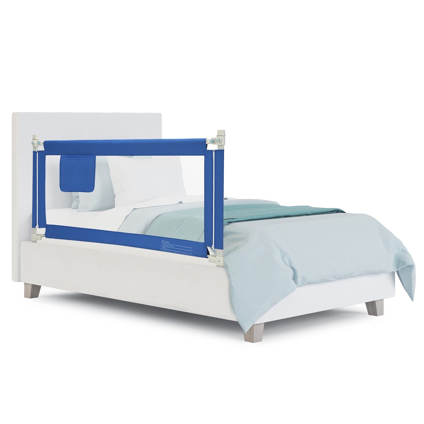 57 Inch Toddlers Vertical Lifting Baby Bed Rail Guard with Lock-Blue Kids Crystal