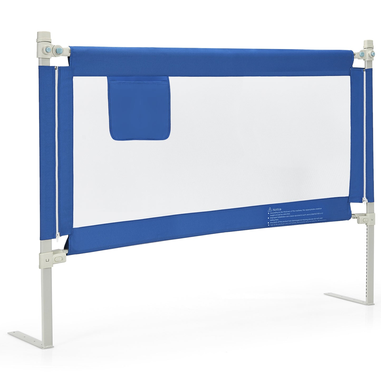 57 Inch Toddlers Vertical Lifting Baby Bed Rail Guard with Lock-Blue Kids Crystal