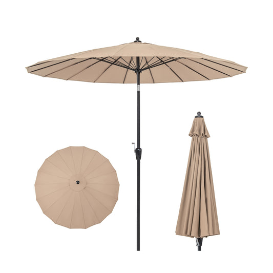 9 Feet Round Patio Umbrella with 18 Fiberglass Ribs-Tan Kids Crystal