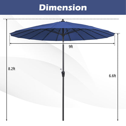 9 Feet Round Patio Umbrella with 18 Fiberglass Ribs-Navy