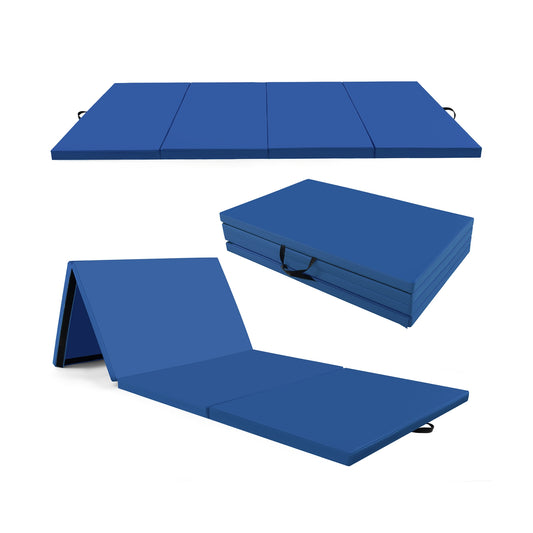 4-Panel PU Leather Folding Exercise Mat with Carrying Handles-Navy Kids Crystal