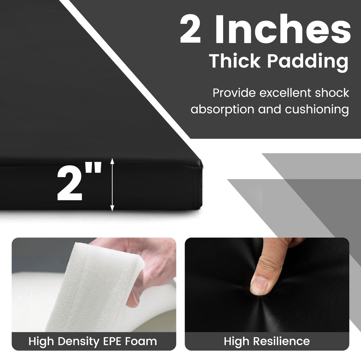 4-Panel PU Leather Folding Exercise Mat with Carrying Handles-Black Kids Crystal