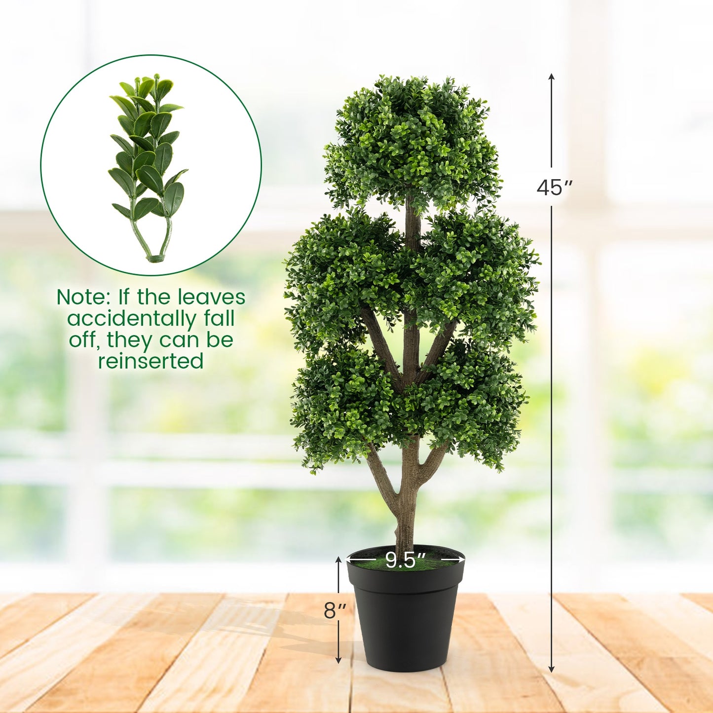 45 Inch Artificial Boxwood Topiary Ball Tree Kids Crystal