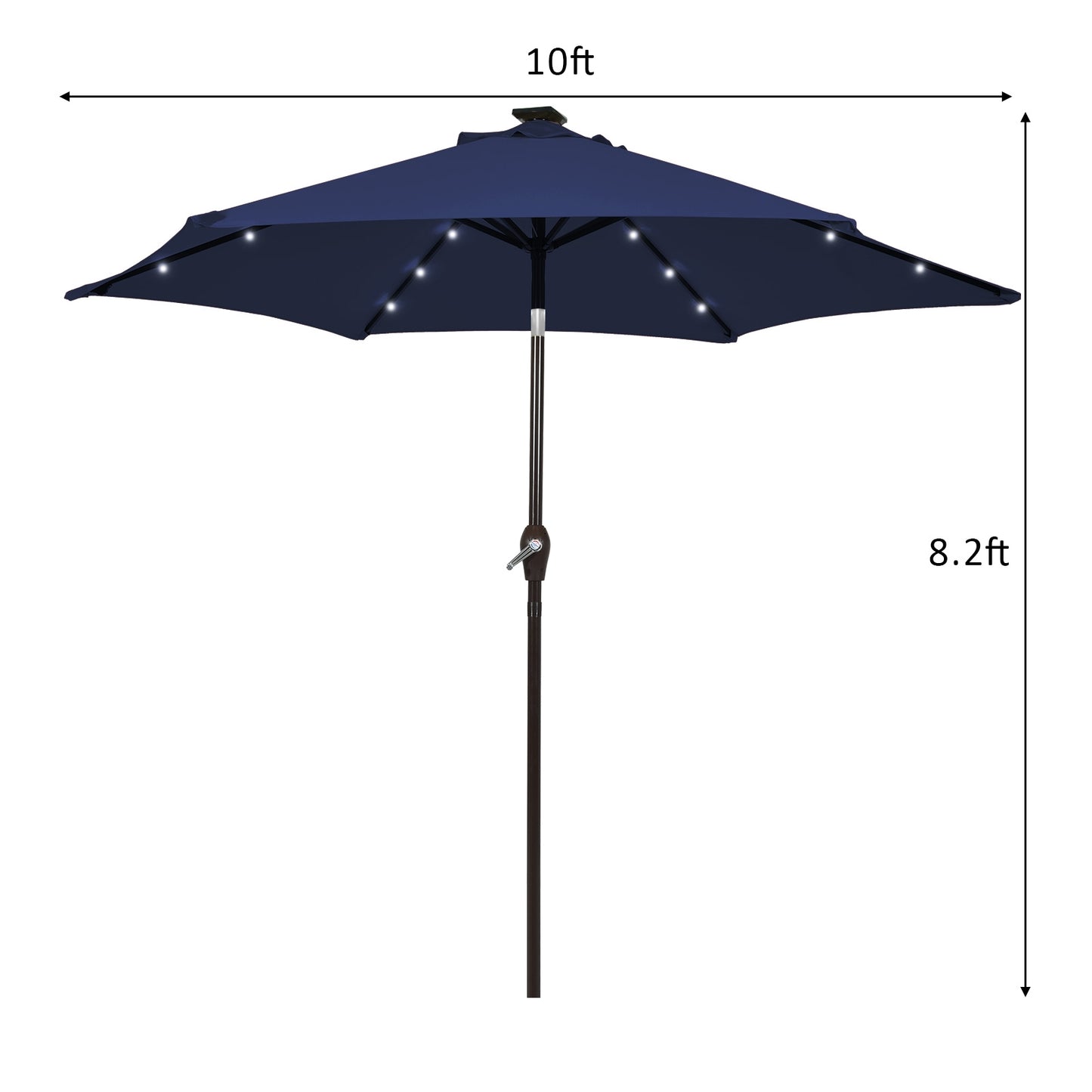 10 Feet Outdoor Patio umbrella with Bright Solar LED Lights-Dark Blue Kids Crystal