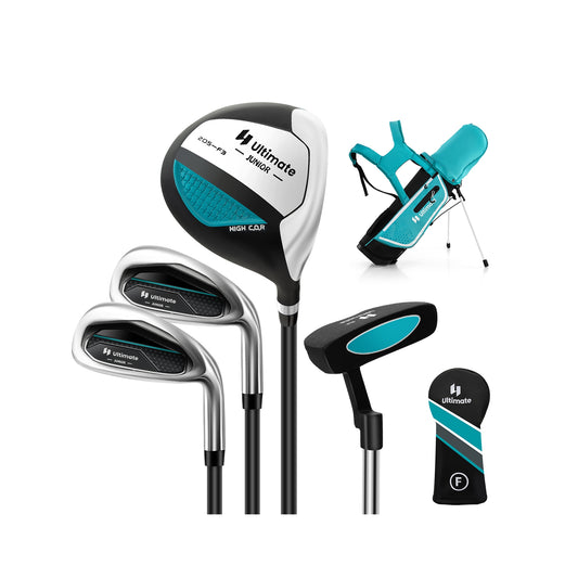 Junior Complete Golf Club Set Right Hand with Rain Hood for Kids-Blue Kids Crystal