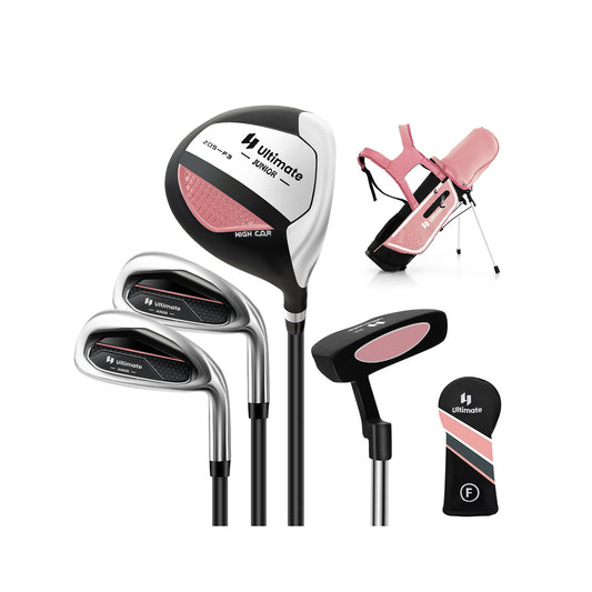 Junior Complete Golf Club Set Right Hand with Rain Hood for Kids-Pink Kids Crystal