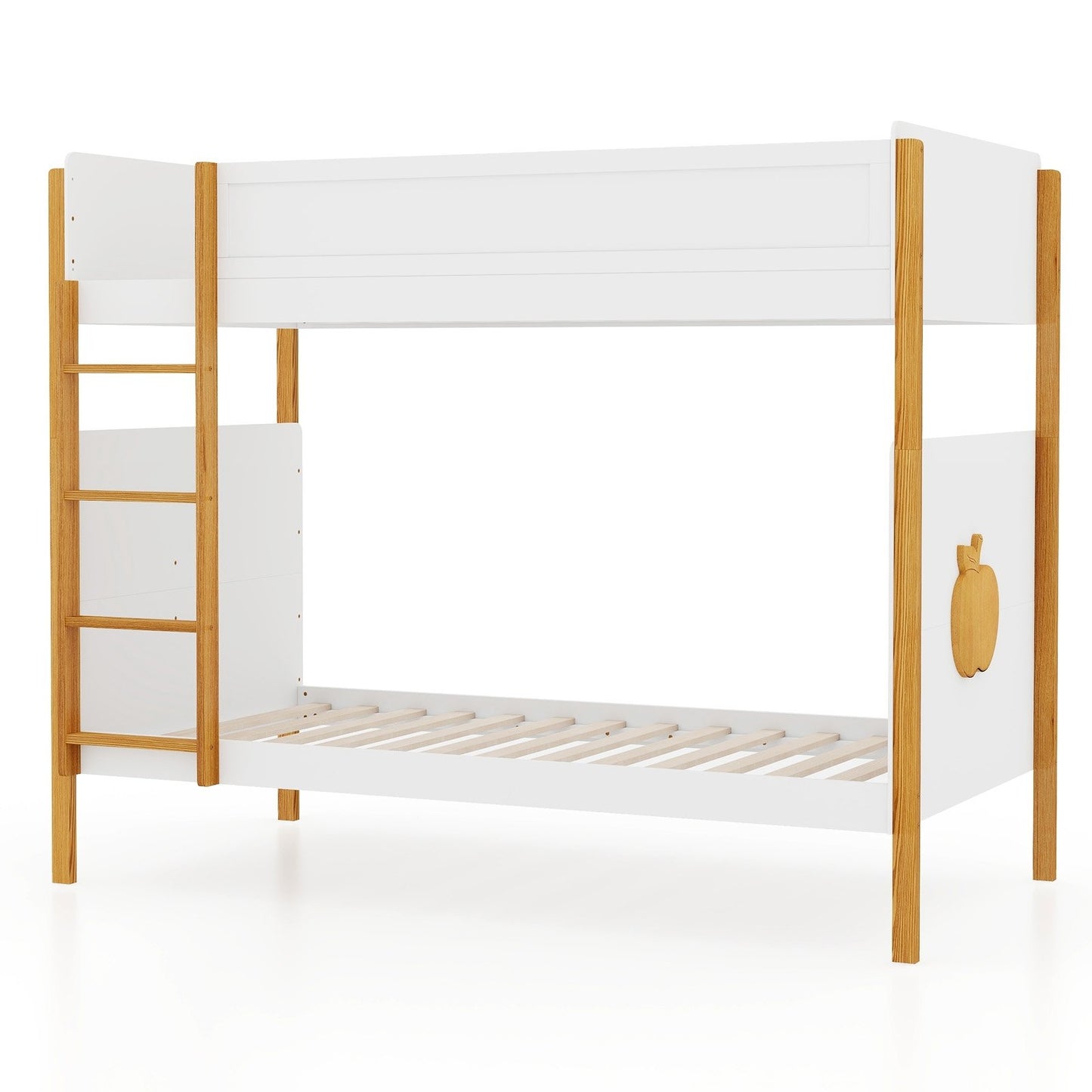 Twin Over Twin Bunk Bed with Integrated Ladder and Safety Guardrails-Twin Size Kids Crystal