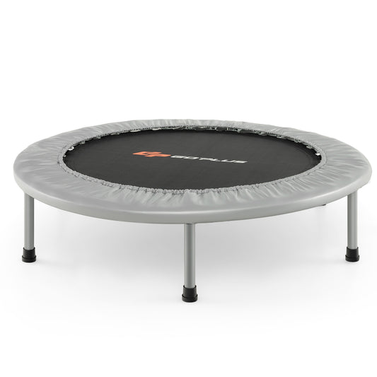 38 Inch Mini Folding Trampoline Portable Recreational Fitness Rebounder-Gray Kids Crystal
