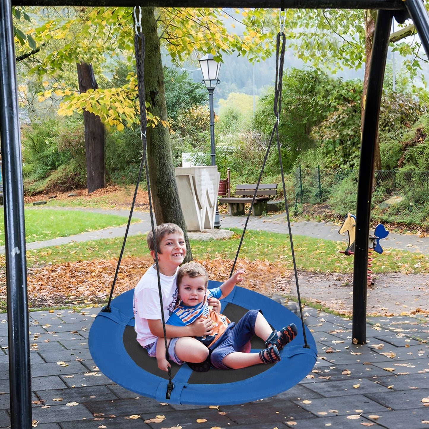 40 Inches Saucer Tree Swing with Adjustable Hanging Ropes and 900D Oxford Fabric-Rocket Kids Crystal