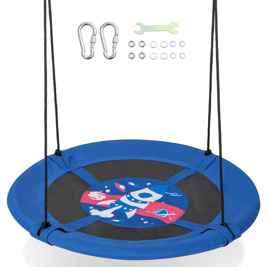 40 Inches Saucer Tree Swing with Adjustable Hanging Ropes and 900D Oxford Fabric-Rocket Kids Crystal