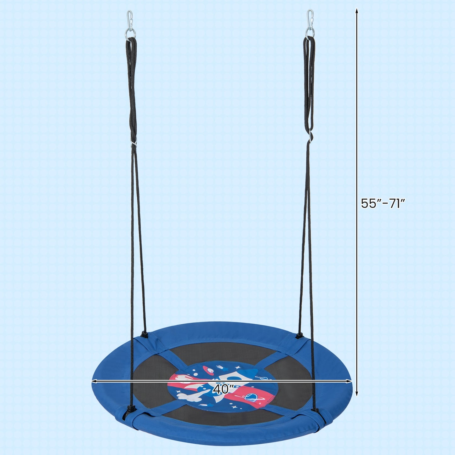 40 Inches Saucer Tree Swing with Adjustable Hanging Ropes and 900D Oxford Fabric-Rocket Kids Crystal