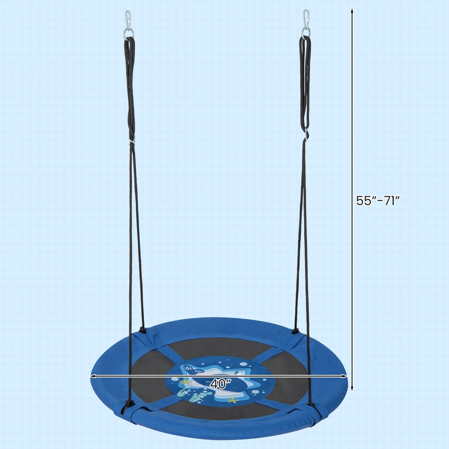 40 Inches Saucer Tree Swing with Adjustable Hanging Ropes and 900D Oxford Fabric-Whale Kids Crystal