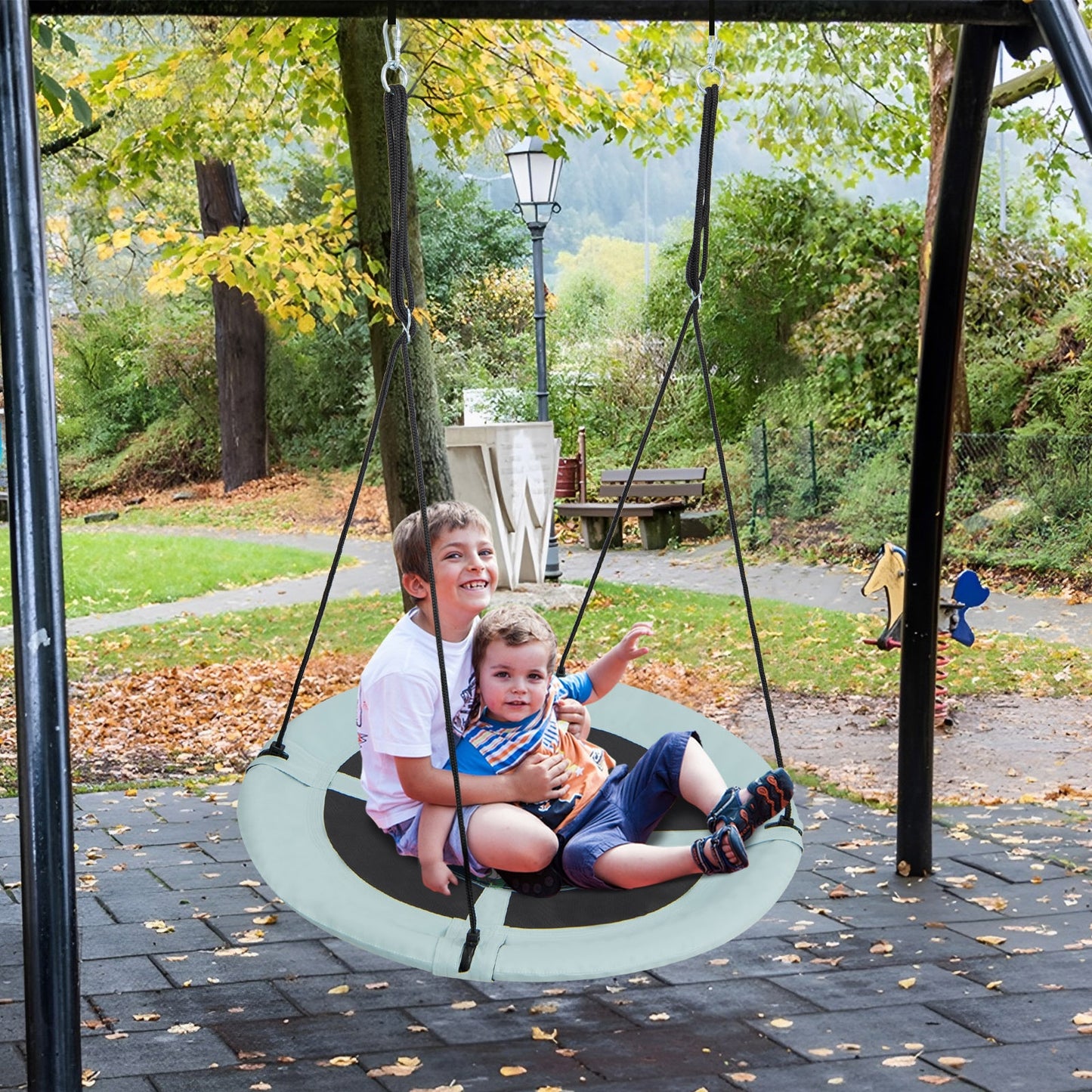 40 Inches Saucer Tree Swing with Adjustable Hanging Ropes and 900D Oxford Fabric-Forest Kids Crystal