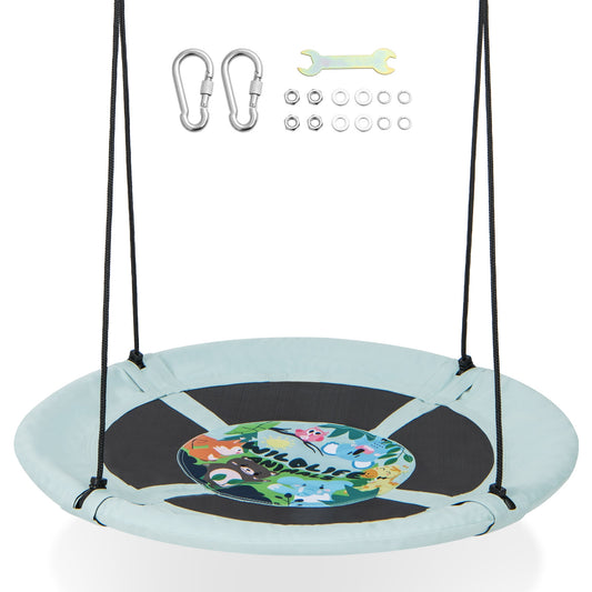 40 Inches Saucer Tree Swing with Adjustable Hanging Ropes and 900D Oxford Fabric-Forest Kids Crystal