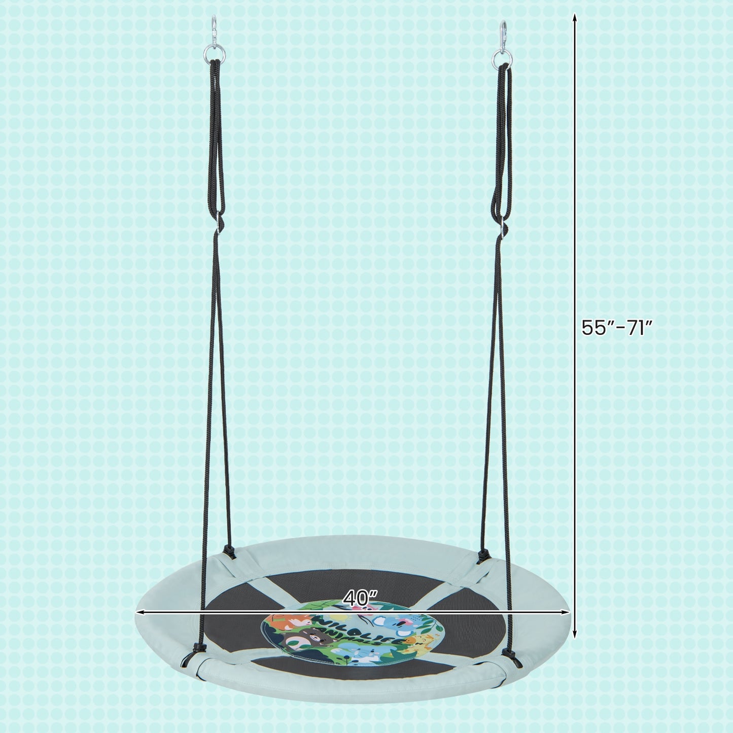40 Inches Saucer Tree Swing with Adjustable Hanging Ropes and 900D Oxford Fabric-Forest Kids Crystal