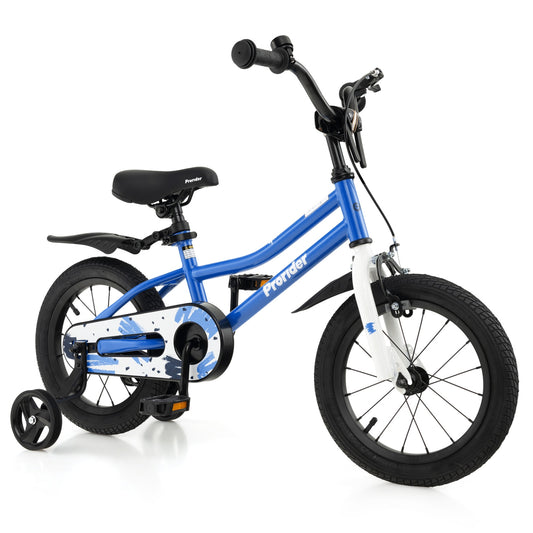 14 Inch Kids Bike with 2 Training Wheels for 3-5 Years Old-Blue Kids Crystal
