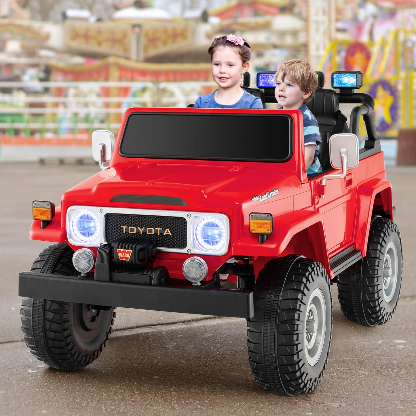 12V 2-Seat Licensed Kids Ride On Toyota FJ40 Car with 2.4G Remote Control-Red