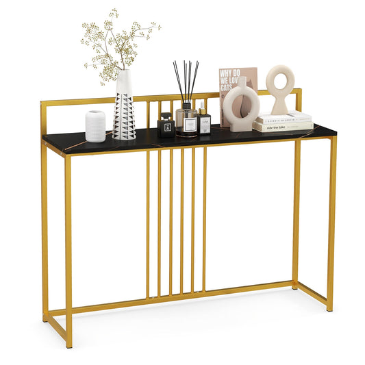 47 Inches Modern Console Table with Steel Frame and Storage Shelf-Black Kids Crystal