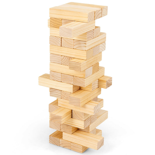 54 Pieces Tumbling Timber Toy with Carrying Bag Kids Crystal
