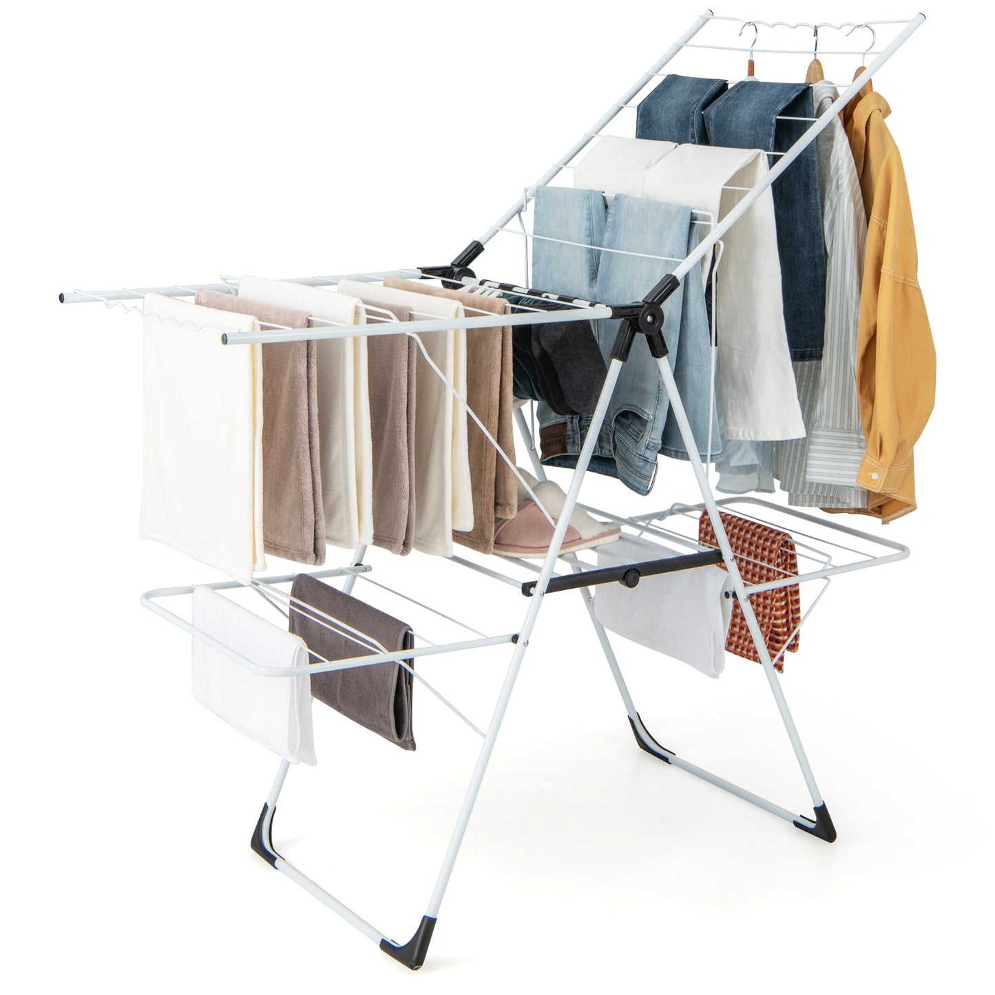 2-level Laundry Drying Rack with Height Adjustable Wings Kids Crystal