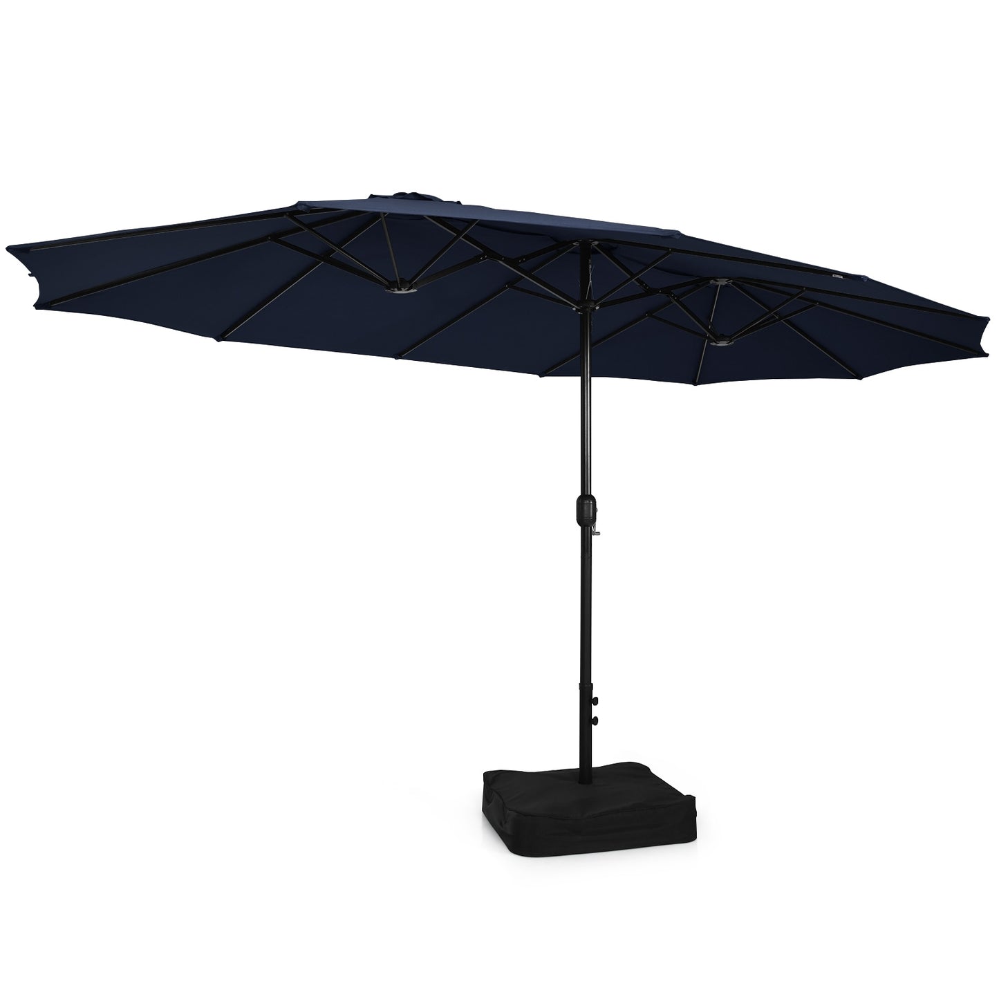 15 Feet Double-Sided Twin Patio Umbrella with Crank and Base-Navy Kids Crystal