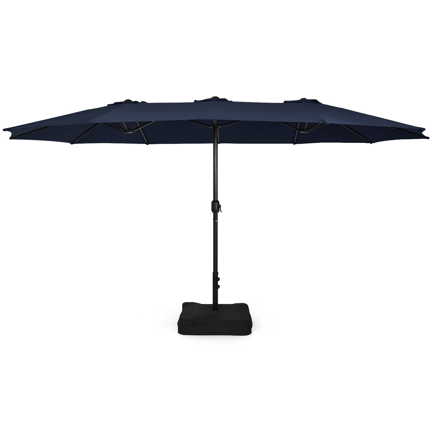 15 Feet Double-Sided Twin Patio Umbrella with Crank and Base-Navy Kids Crystal