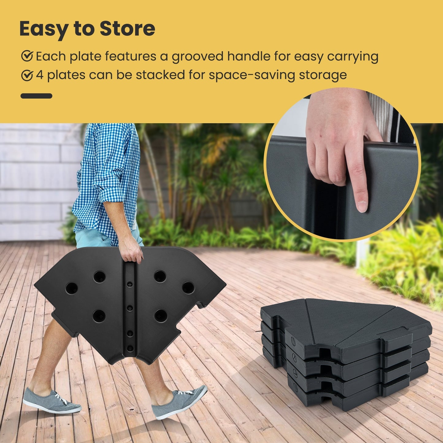 4-Piece Fillable Umbrella Base Stand for Garden Yard Poolside Kids Crystal