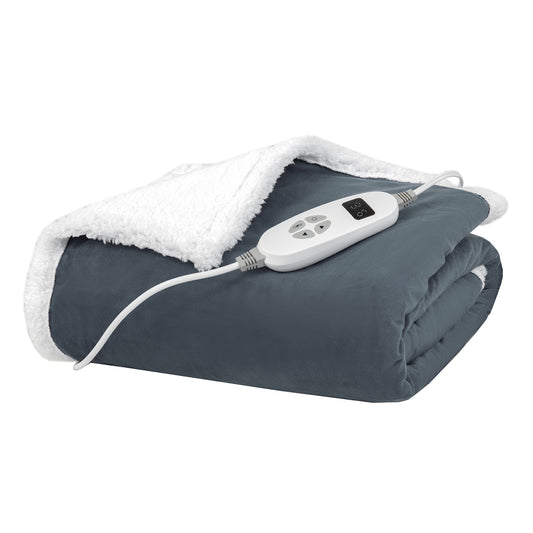 Heated Electric Blanket Throw with 10 Heat Levels-Gray Kids Crystal