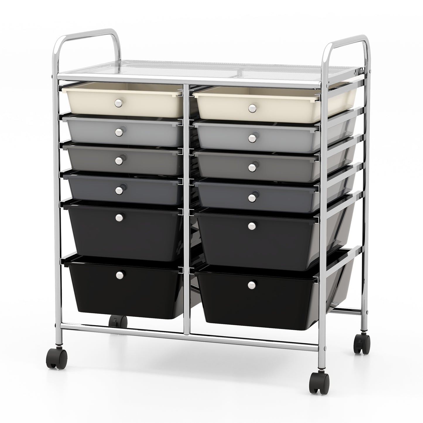 12-Drawer Rolling Storage Cart with Removable Drawers and Lockable Wheels-Gray Kids Crystal