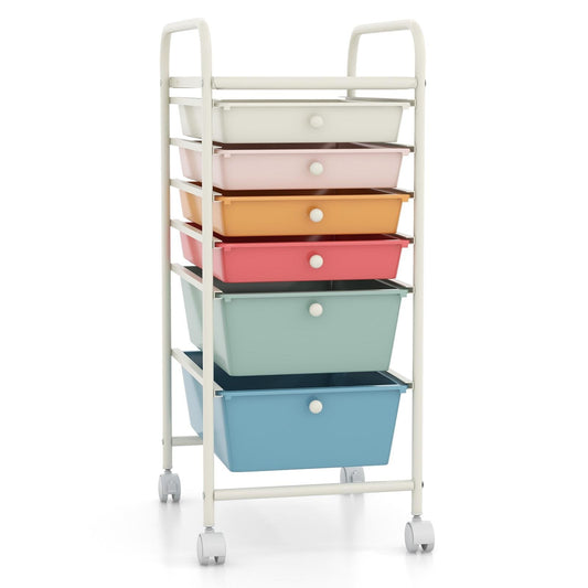 6 Drawers Rolling Storage Cart Organizer-Macaron Kids Crystal