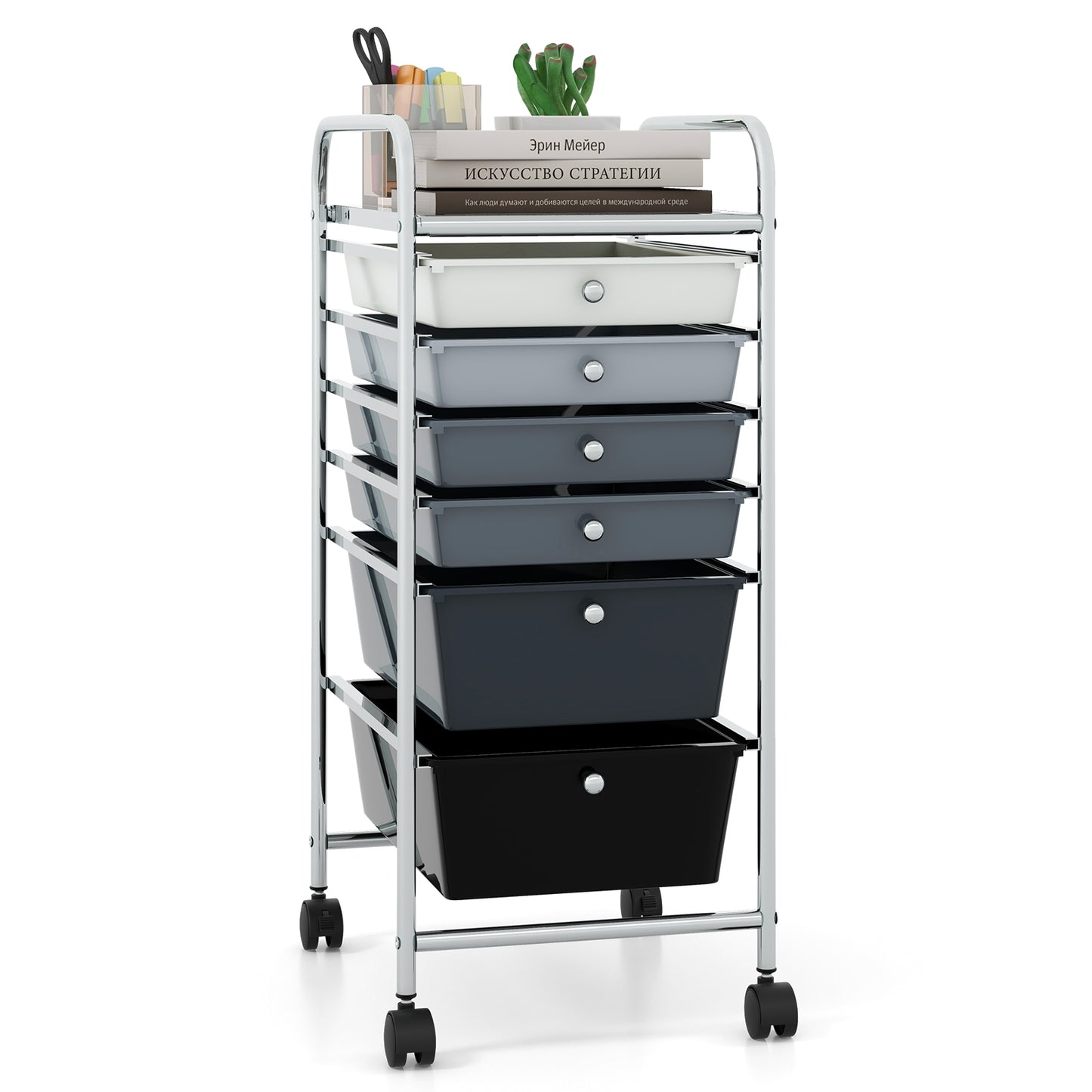 6 Drawers Rolling Storage Cart Organizer-Black & Gray Kids Crystal