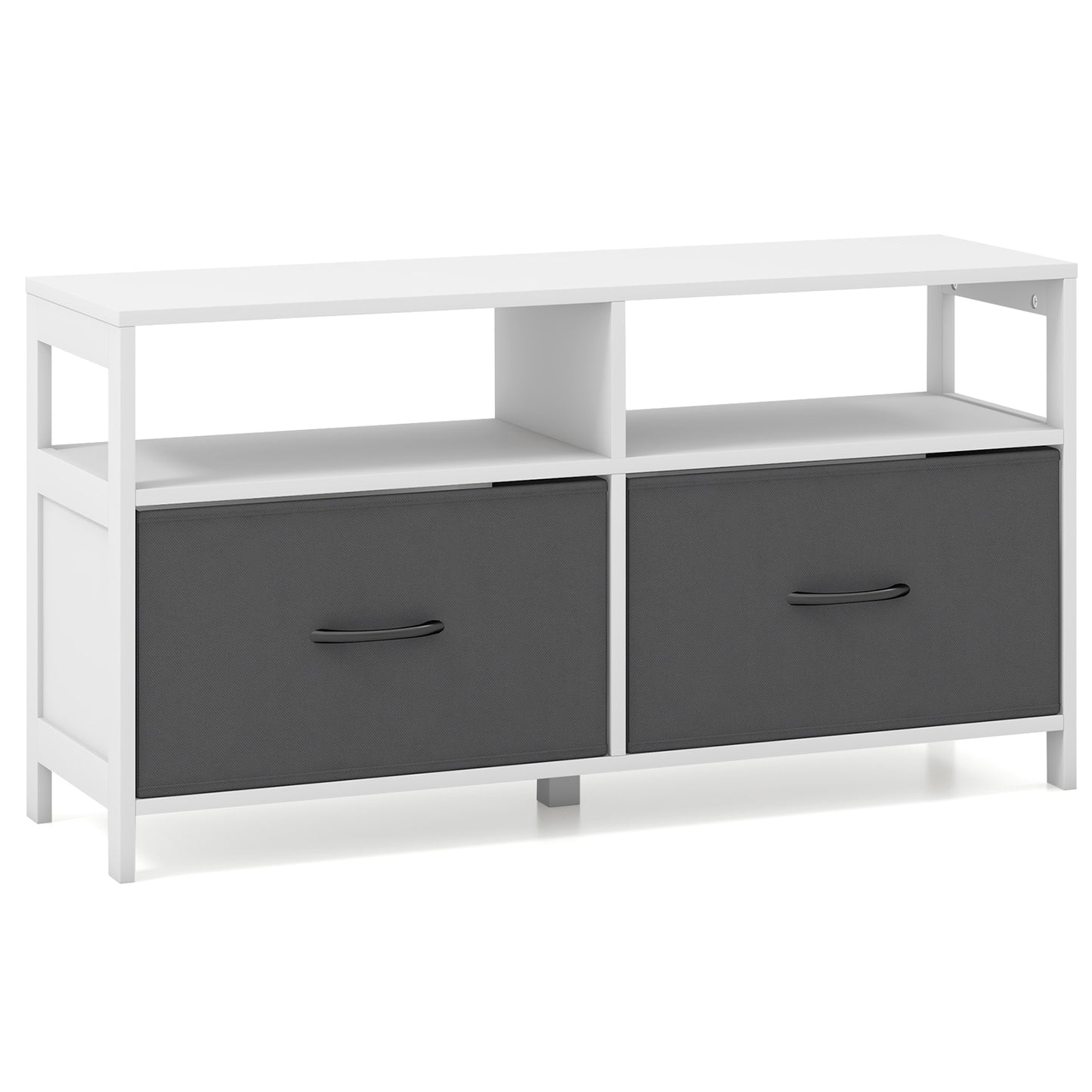 Fabric Chest of Drawers with 2 Drawers and 2 Open Shelves-White Kids Crystal