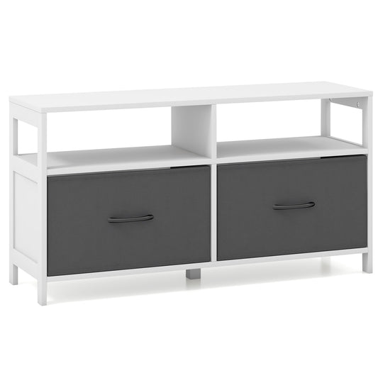 Fabric Chest of Drawers with 2 Drawers and 2 Open Shelves-White Kids Crystal