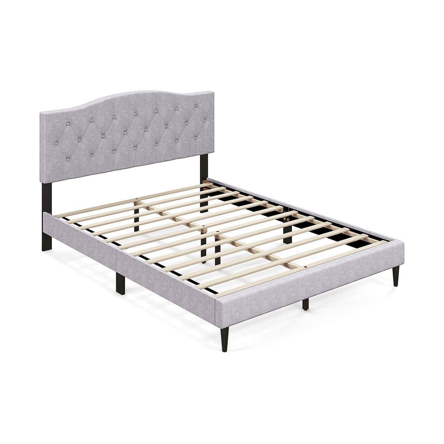 Queen Size Upholstered Platform Bed with Button Tufted Headboard-Queen Size Kids Crystal