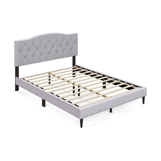 Queen Size Upholstered Platform Bed with Button Tufted Headboard-Queen Size Kids Crystal