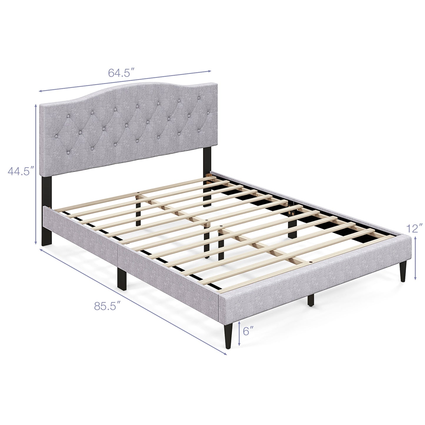 Queen Size Upholstered Platform Bed with Button Tufted Headboard-Queen Size Kids Crystal