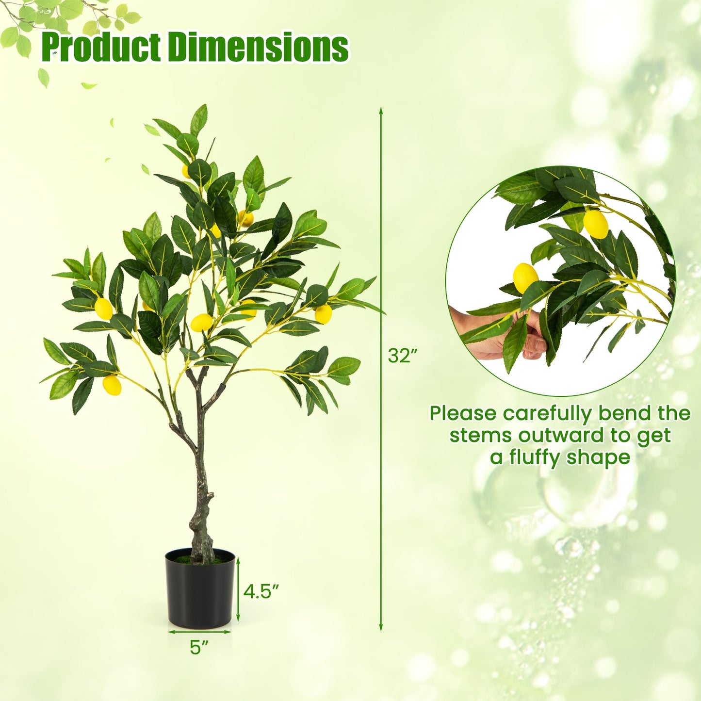 Artificial Lemon Tree 2.6/4/5.2 Feet Tall Fake Lemon Plant wuth Lemon Fruits-2.6 ft Kids Crystal