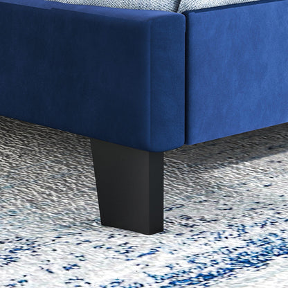 Queen Size Velvet Bed Frame with Button Tufted and Nailhead Trim Headboard-Queen Size