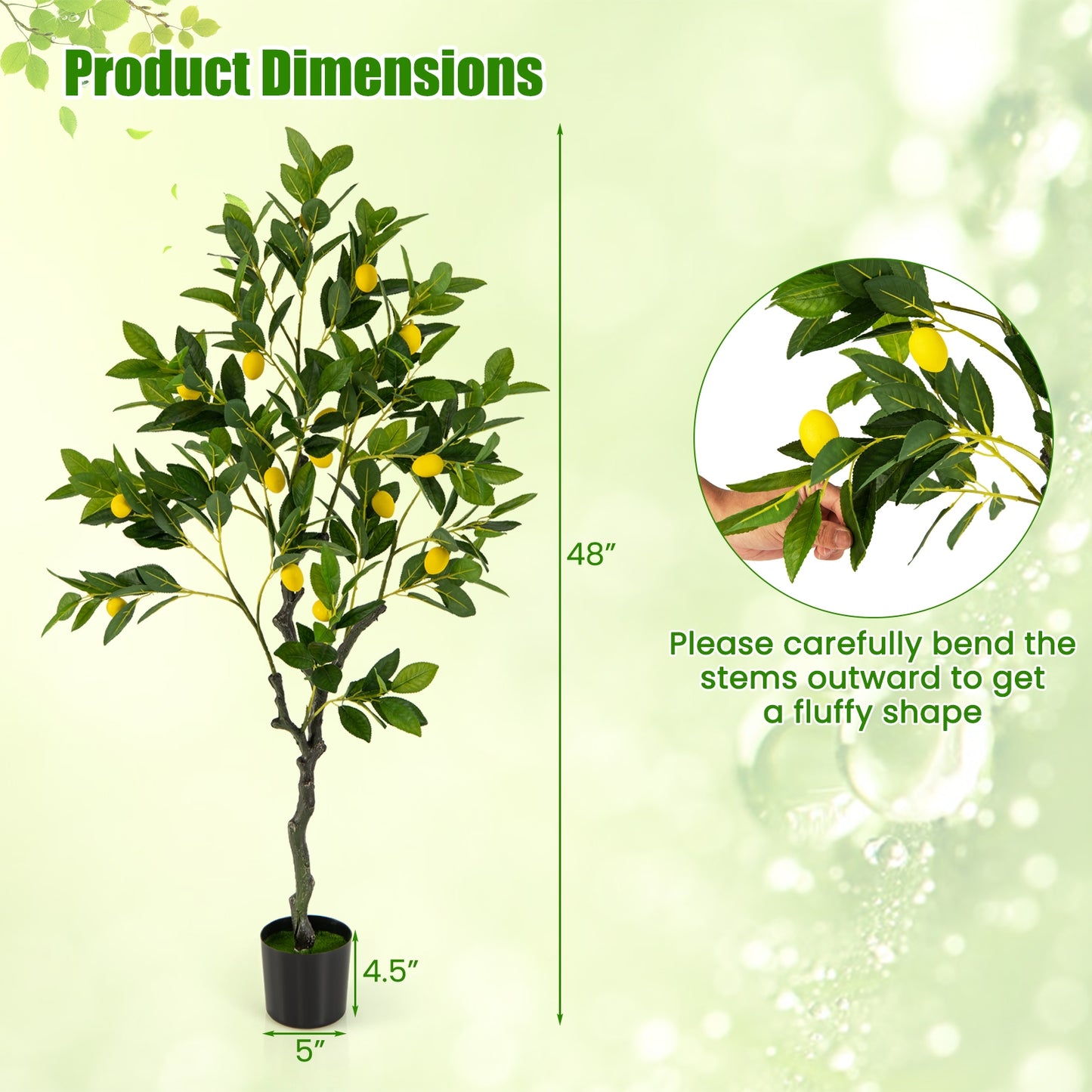 Artificial Lemon Tree 2.6/4/5.2 Feet Tall Fake Lemon Plant wuth Lemon Fruits-4 ft Kids Crystal