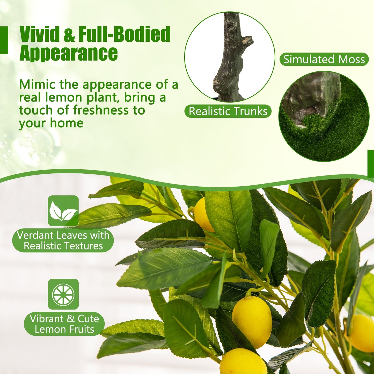 Artificial Lemon Tree 2.6/4/5.2 Feet Tall Fake Lemon Plant wuth Lemon Fruits-4 ft Kids Crystal