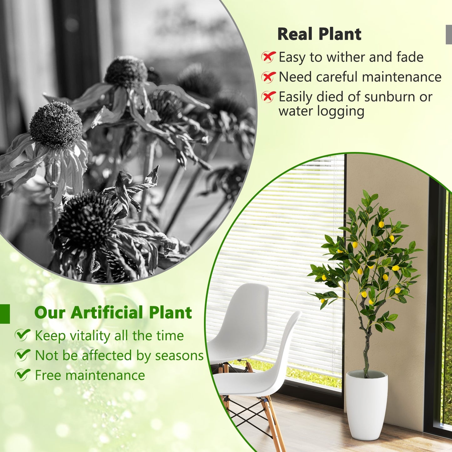 Artificial Lemon Tree 2.6/4/5.2 Feet Tall Fake Lemon Plant wuth Lemon Fruits-4 ft Kids Crystal