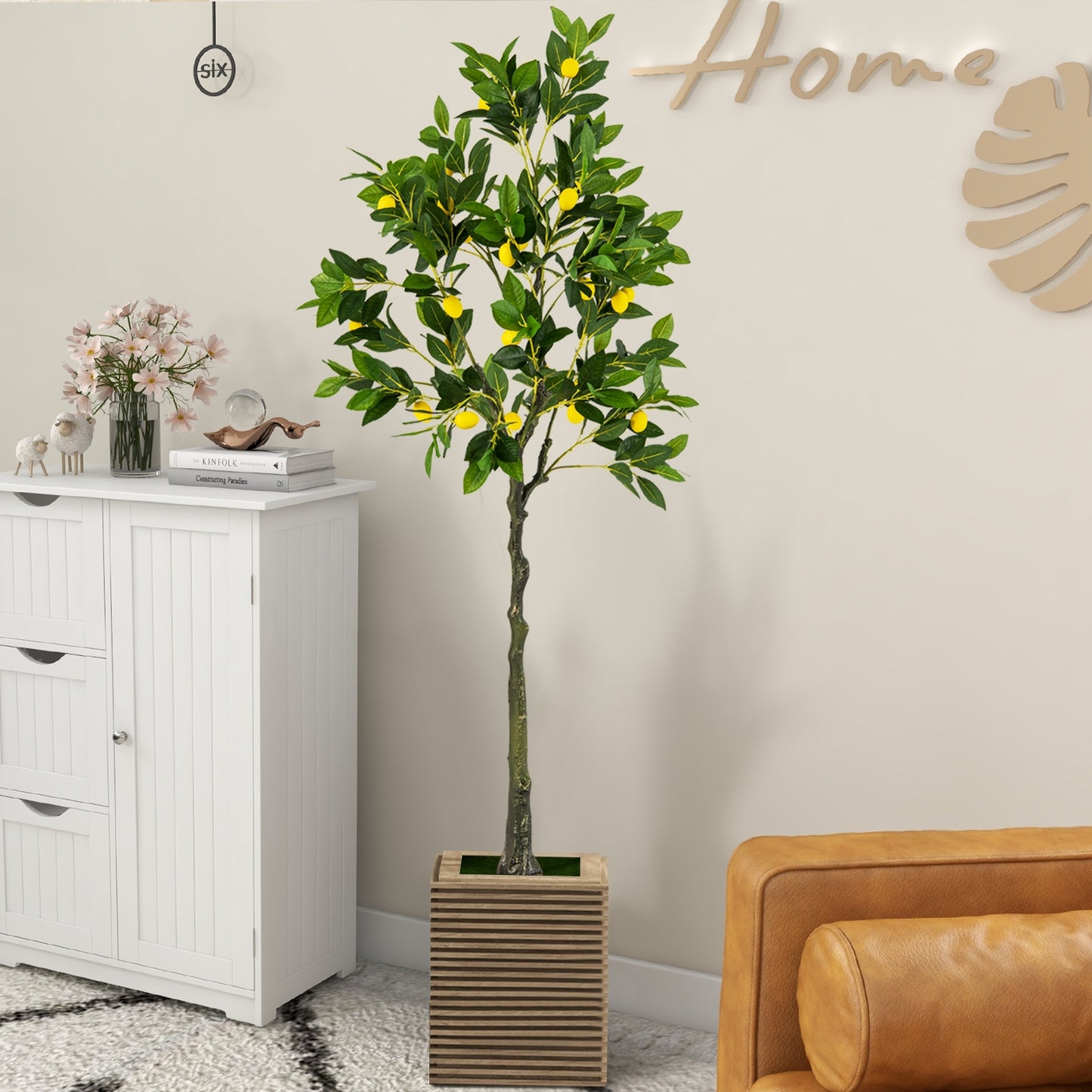 Artificial Lemon Tree 2.6/4/5.2 Feet Tall Fake Lemon Plant wuth Lemon Fruits-5.2 ft Kids Crystal
