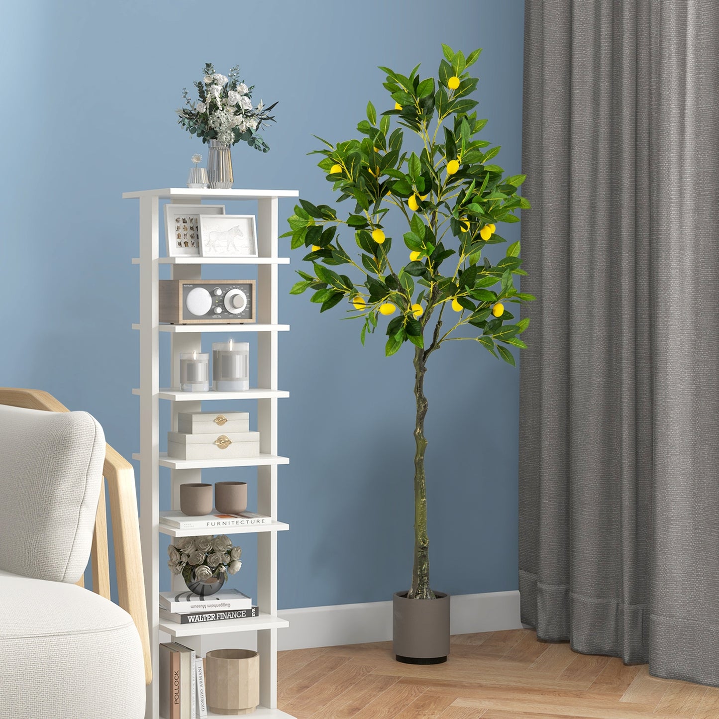 Artificial Lemon Tree 2.6/4/5.2 Feet Tall Fake Lemon Plant wuth Lemon Fruits-5.2 ft Kids Crystal