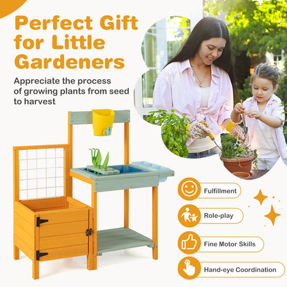 Kids Outdoor Potting Bench with See-Through Window