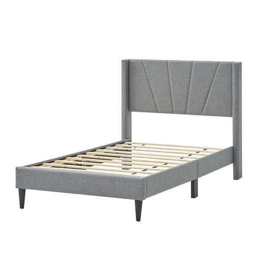 Twin/Queen Bed Frame with Linen Upholstered Wingback Headboard-Twin Size Kids Crystal