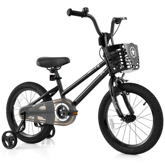 16 Inch Kids Bike with Basket and Training Wheels for Children Aged 4-7 Years Old Kids Crystal