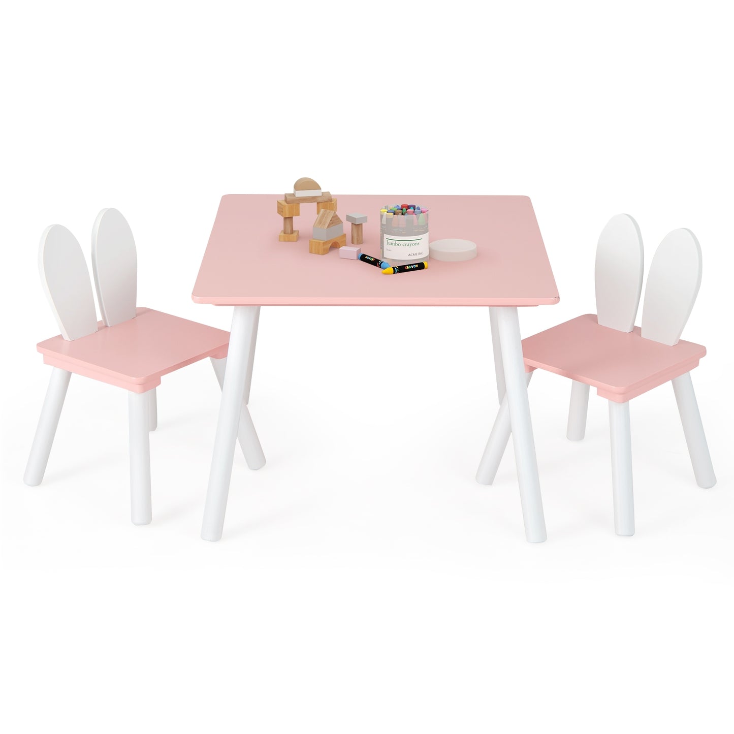 3 Pieces Kids Table and Chairs Set for Arts Crafts Snack Time-Pink Kids Crystal
