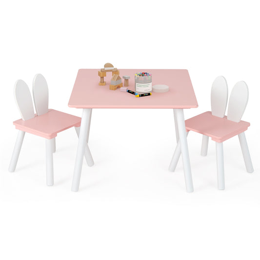 3 Pieces Kids Table and Chairs Set for Arts Crafts Snack Time-Pink Kids Crystal
