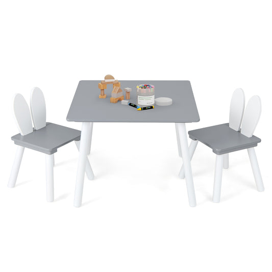 3 Pieces Kids Table and Chairs Set for Arts Crafts Snack Time-Gray Kids Crystal