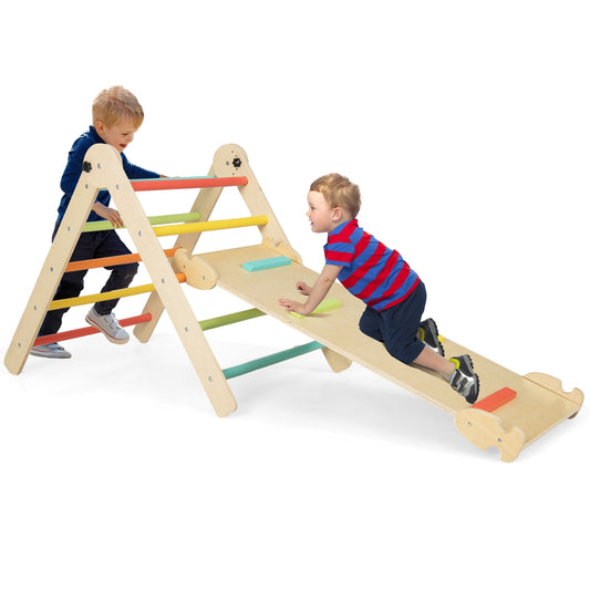 3-in-1 Climbing Set Foldable and Adjustable Kids Triangle Set-Multicolor Kids Crystal